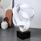 Modern Abstract Ribbon Sculpture – Luxury Resin Home Decor Ornament