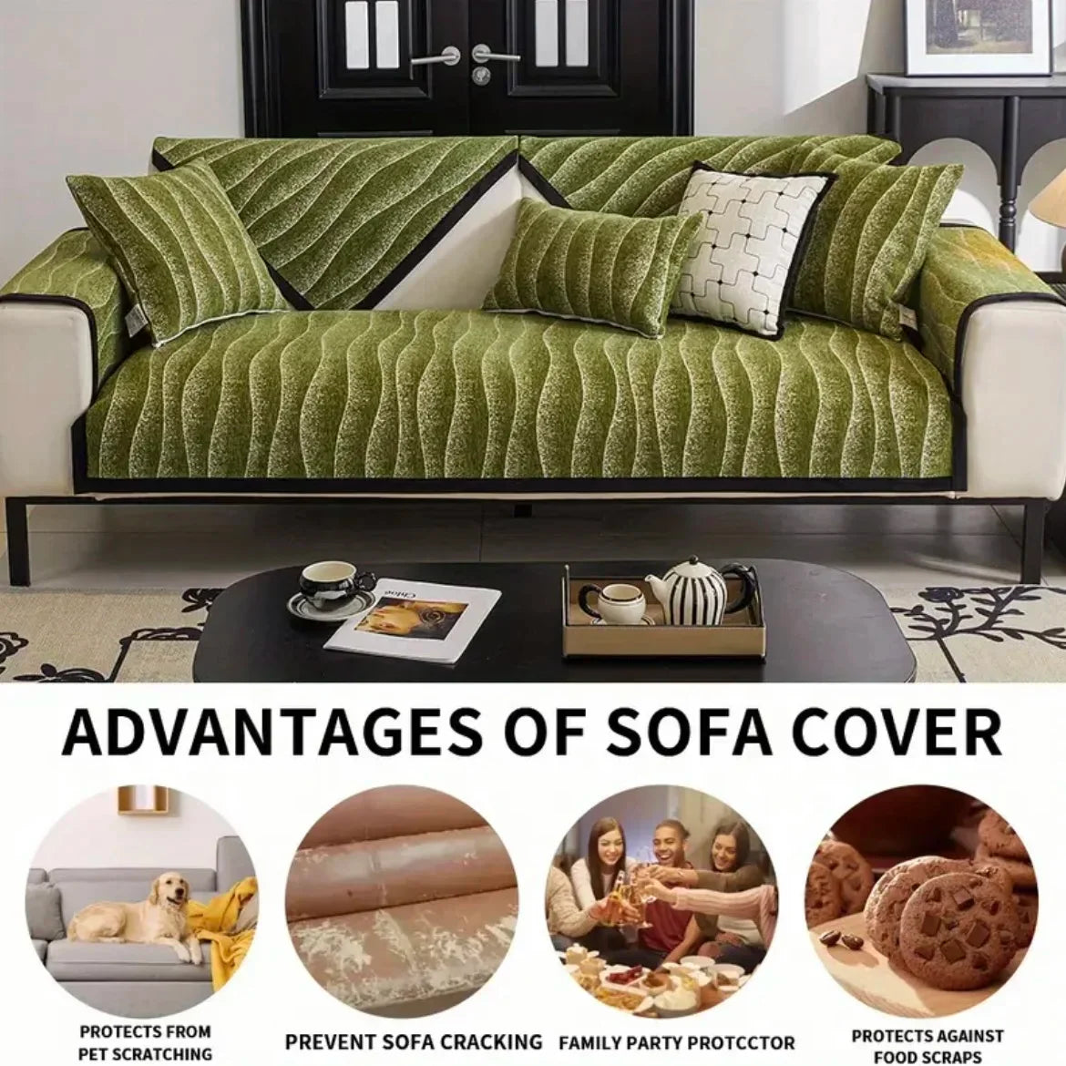 Green Couch Cover – Durable, Machine-Washable Slipcover for 2/3/4 Seater Sofas topspet