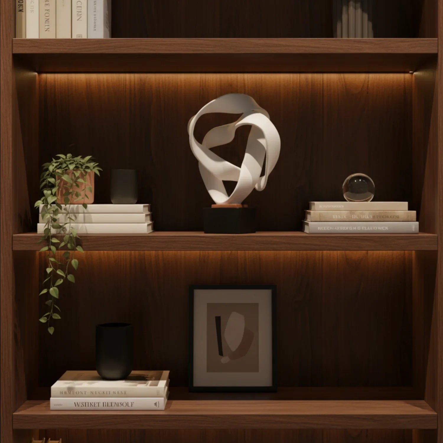 Modern Abstract Ribbon Sculpture – Luxury Resin Home Decor Ornament