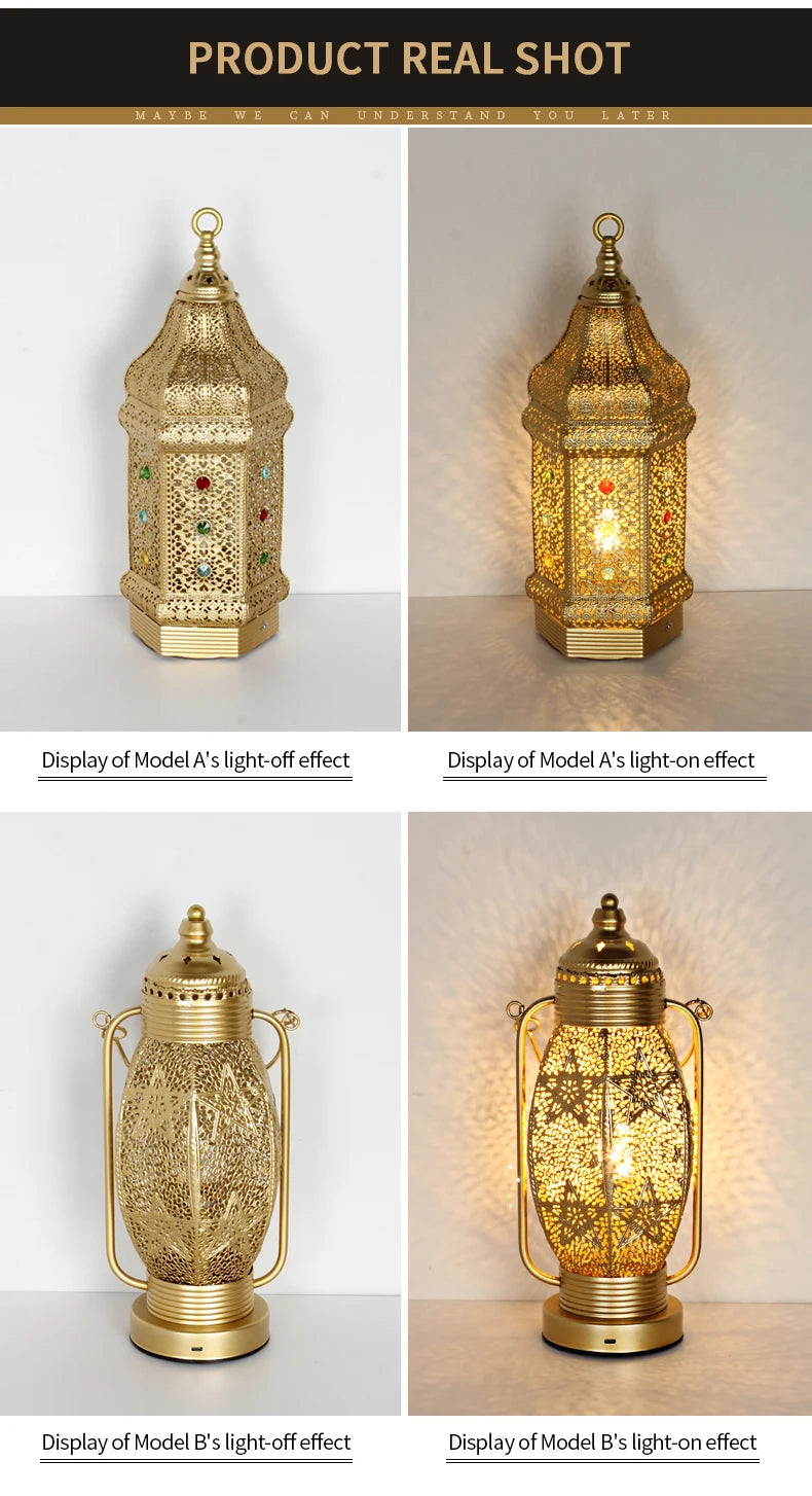 Table Lamp - Portable Iron Art Metal Long