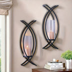 SET OF 2 WALL CANDLE HOLDER with GLASS SHADE House Of Avana