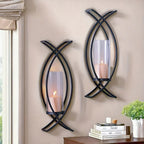 SET OF 2 WALL CANDLE HOLDER with GLASS SHADE House Of Avana [[SKU:HOA-CAN-035]]