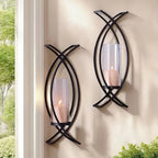 SET OF 2 WALL CANDLE HOLDER with GLASS SHADE House Of Avana