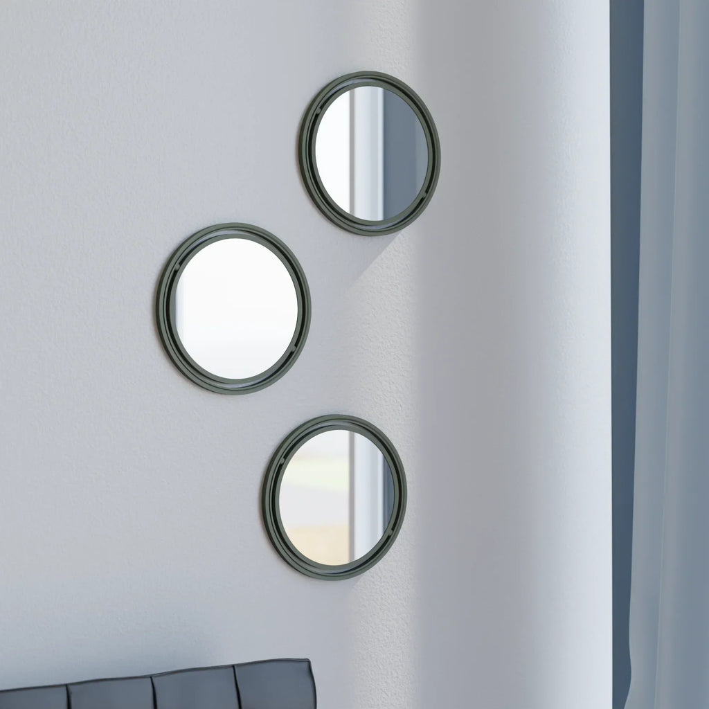 SET OF 3 GLOBE Mirror Modernized Pottery