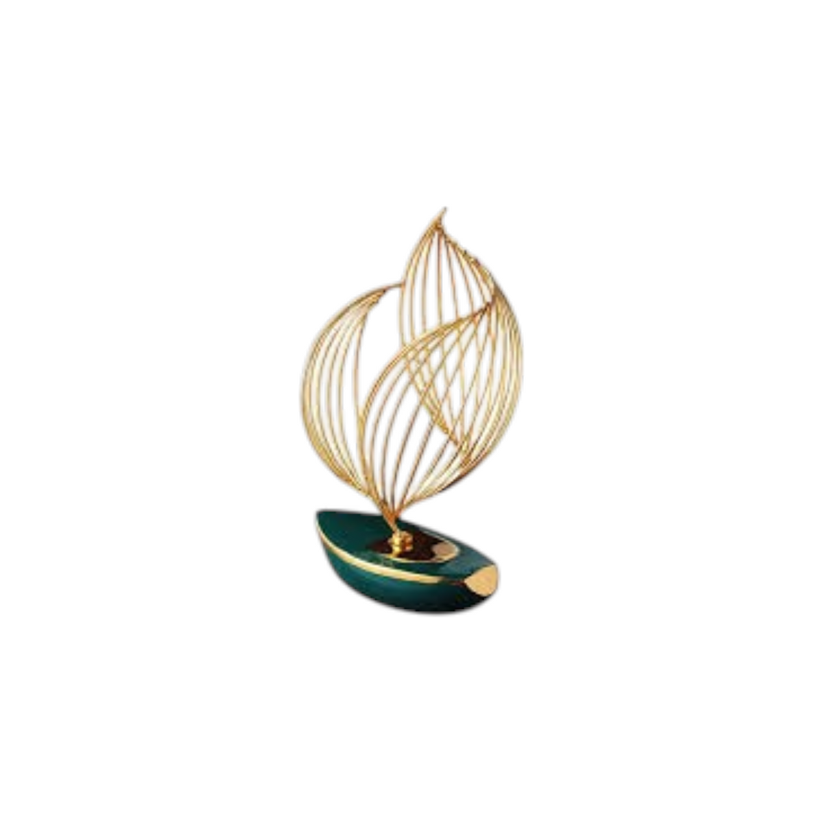 Geometric Sculpture – Gold and Green Metal [[SKU:HOA-SCU-543]]