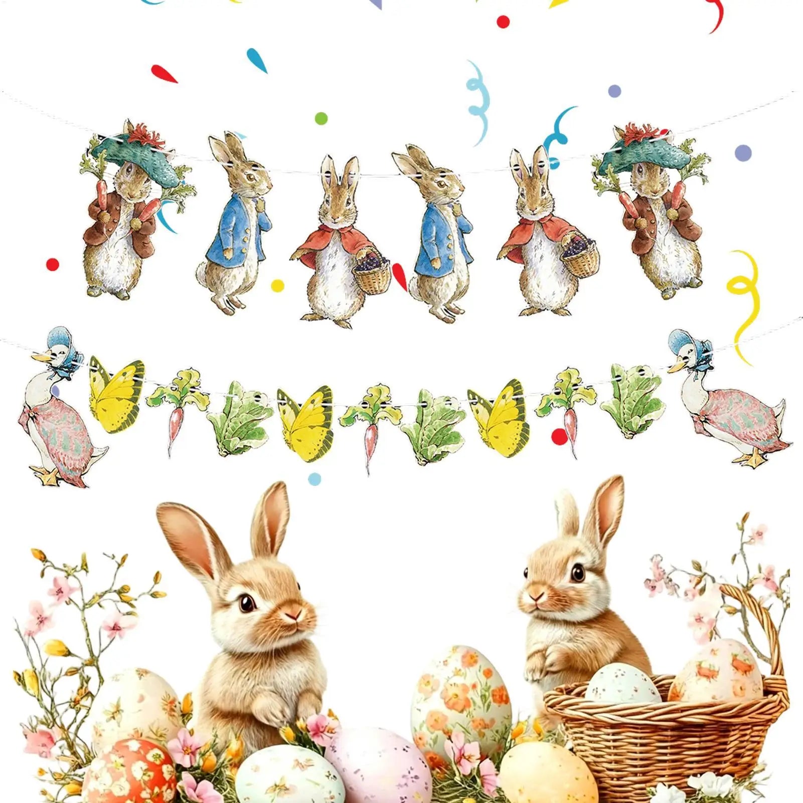 Garland - Decorative Colorful Bunny 6ft