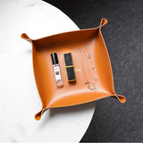 Nordic Style Leather Storage Tray Desktop Organizer For Key Jewelry Cosmetic Storage Box Folding Organizer Home Decoration