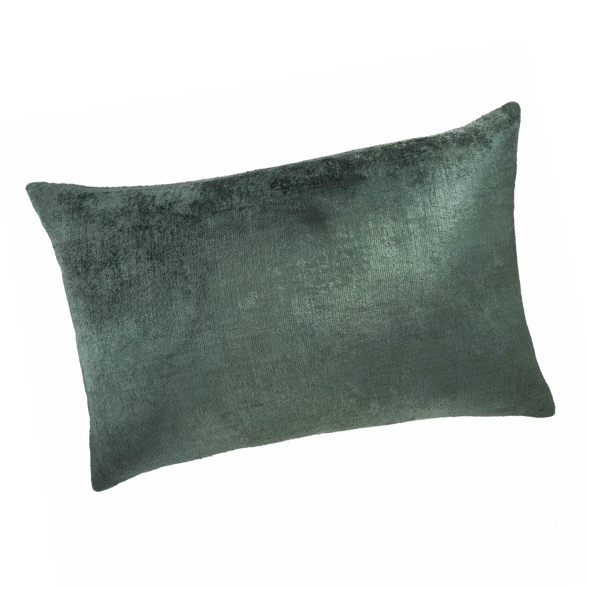 Sage Green Silk Velvet Ikat Pillow Cover X 24, back view - House Of Avana