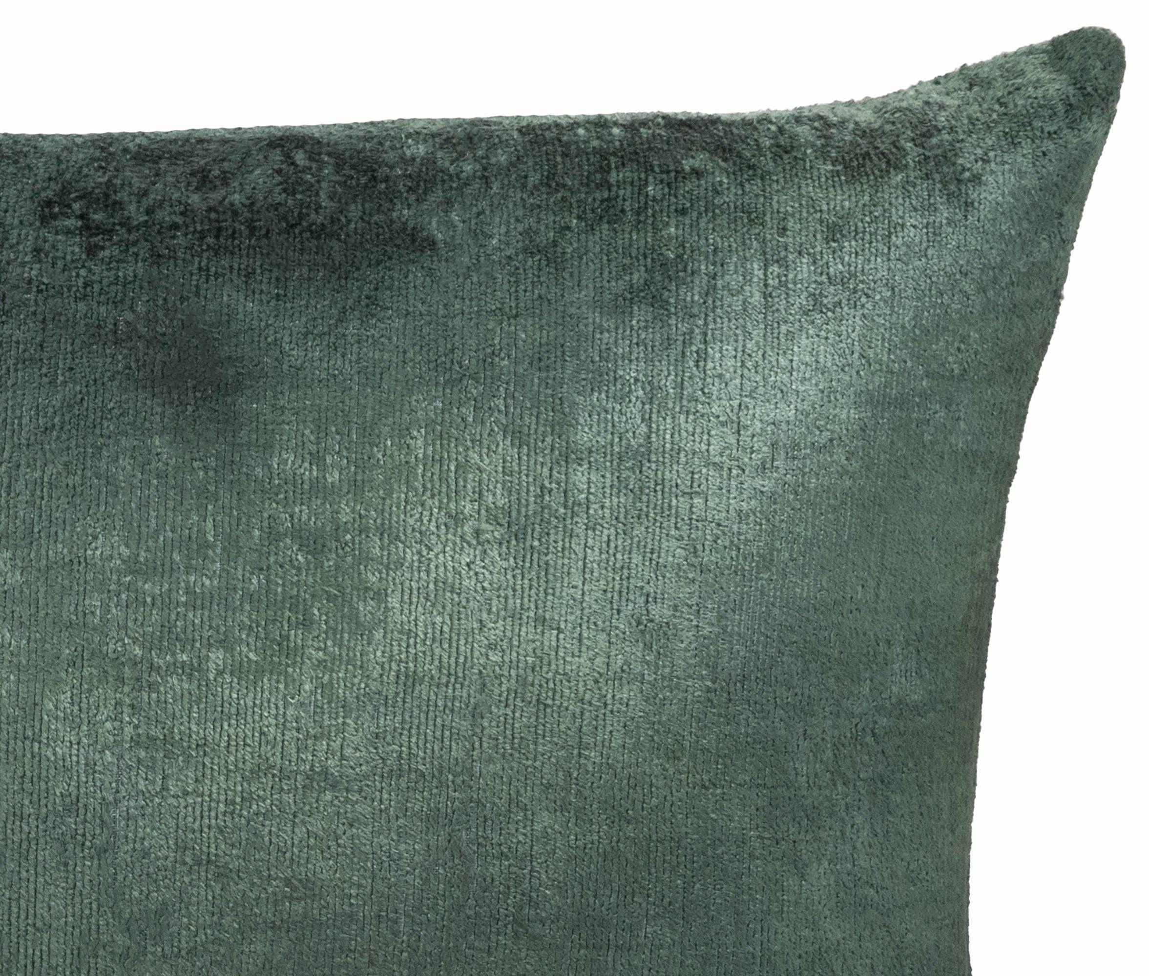 Sage Green Silk Velvet Ikat Pillow Cover X 24, side view - House Of Avana