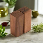 Salt & Pepper Shakers on an Acacia Wood Base