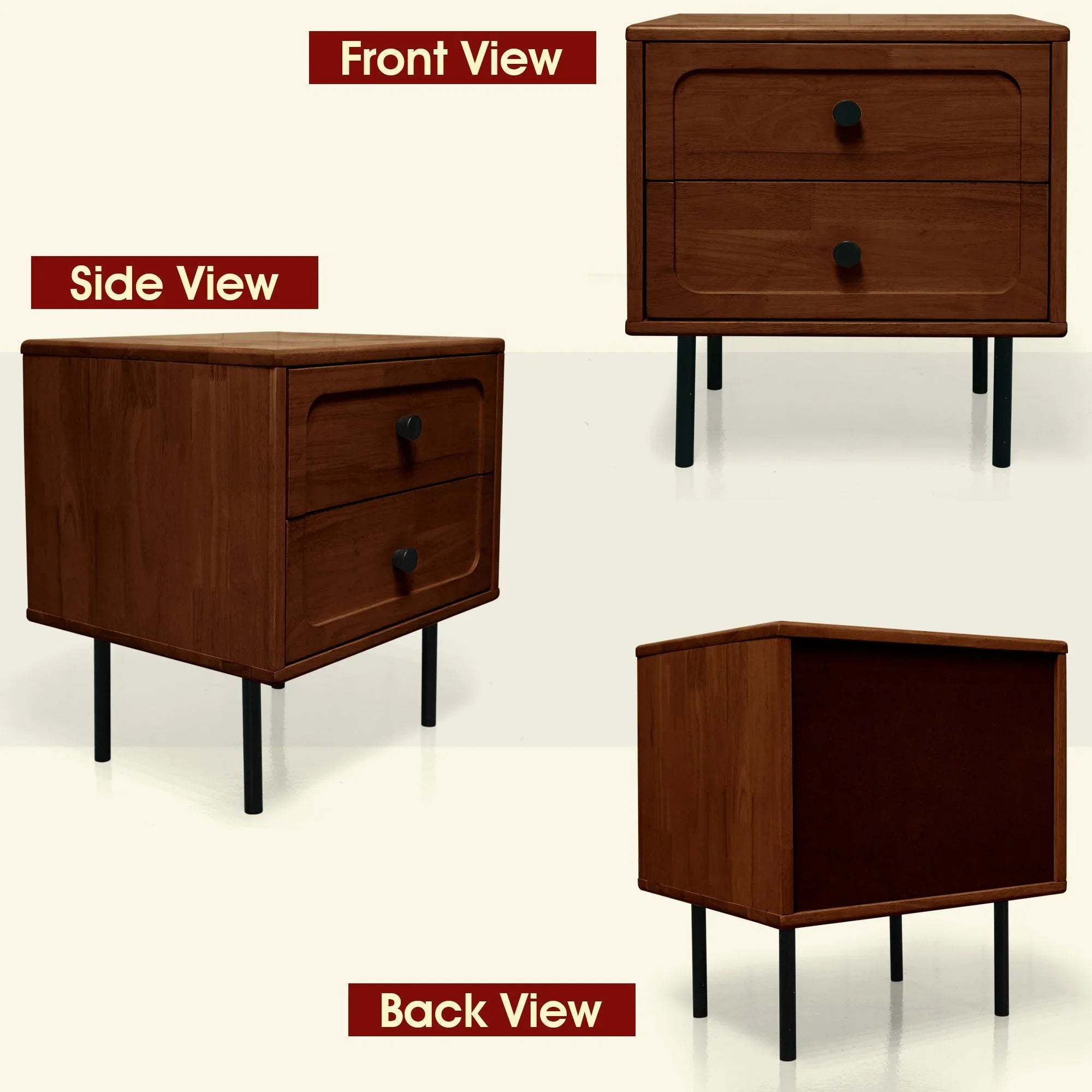 Savana Solid Wood 2-Drawer Nightstand