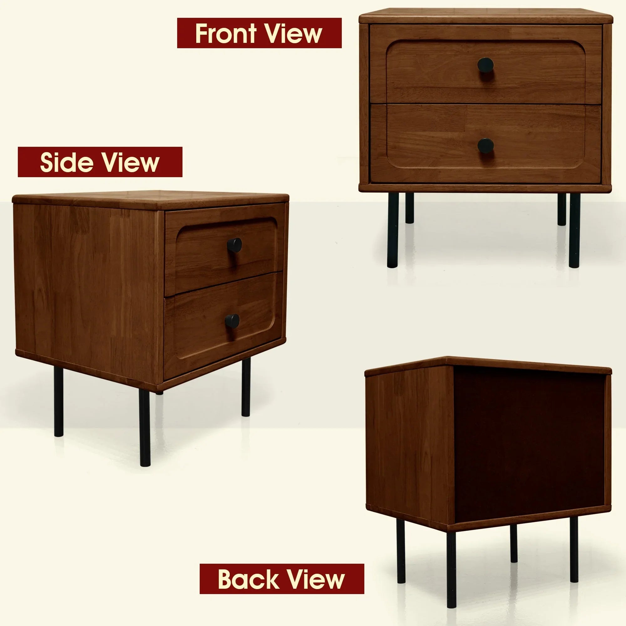 Savana Solid Wood 2-Drawer Nightstand