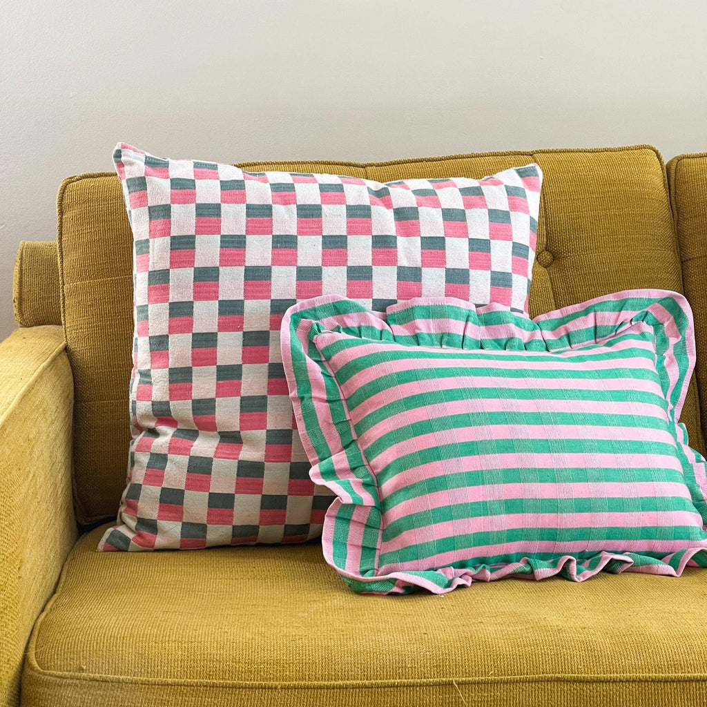 Archive NY Flora Stripe Ruffle Pillow Archive New York