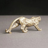 Retro Brass Miniature Leopard Figurine Tabletop Ornament for Desk Decoration