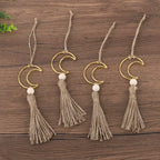 Ornament - Wooden Beads Moon Tassel Wall Decor