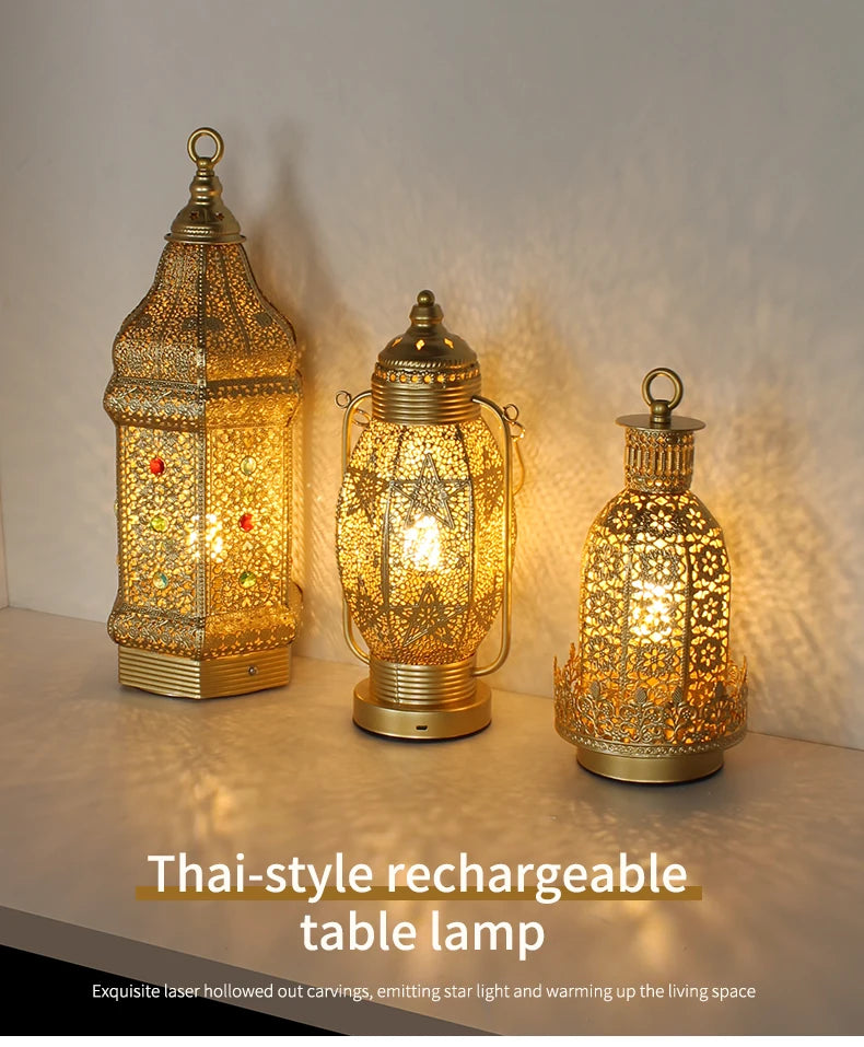 Table Lamp - Portable Iron Art Metal Long