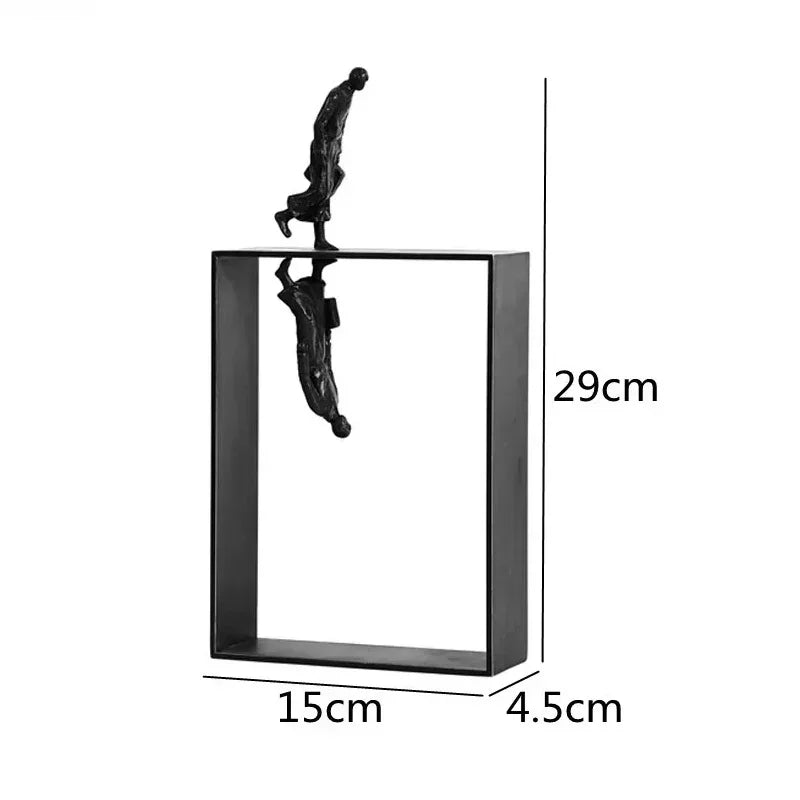 Modern Abstract Statue - Black Metal Framed Figures