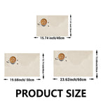 Beige placemats with coffee cups on a white background, showing measurements.