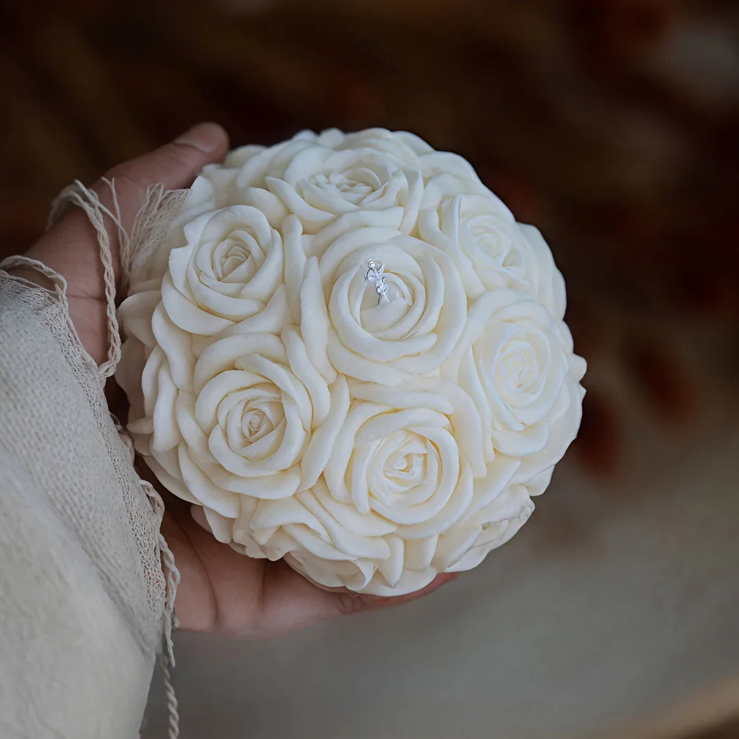 1pc White Soy Wax Rose Flower Candle - Long-Lasting 20H Scented Wax, Vintage Home Decor for Christmas & Mother'S Day Gifts, Elegant Holiday Party Accessory (5x6cm), Candle Decor, Best for Christmas House Of Avana
