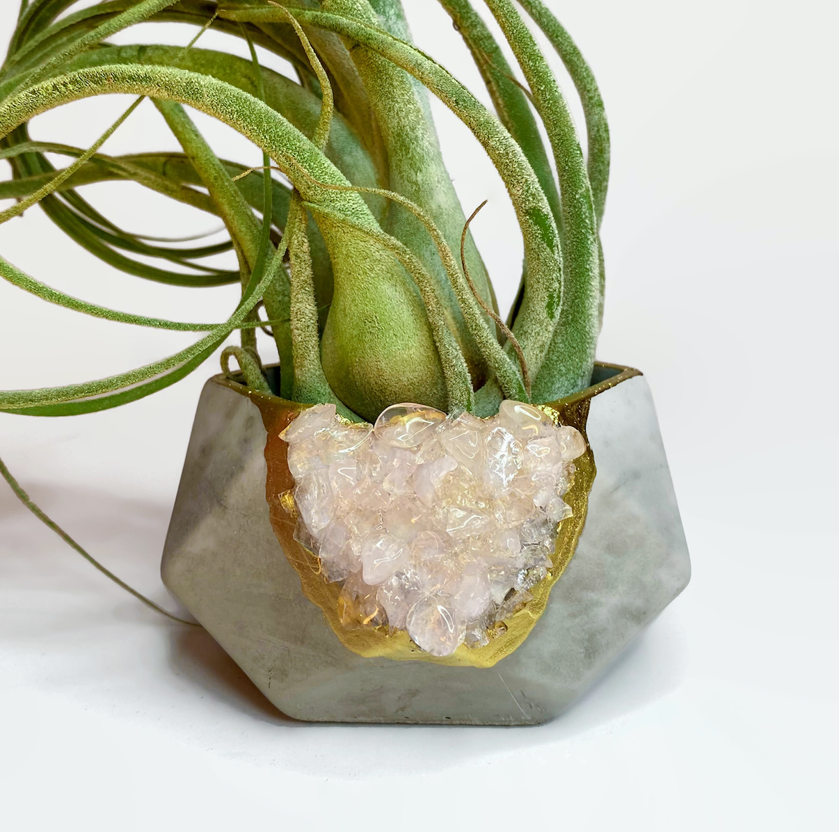 ROSE QUARTZ GEOMETRIC PLANTER AURA 8 HOME