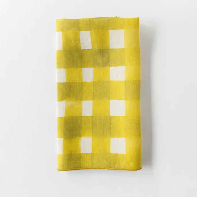 Yellow Cross-Hatch Napkin www.goldie-home.com