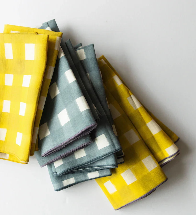 Yellow Cross-Hatch Napkin www.goldie-home.com