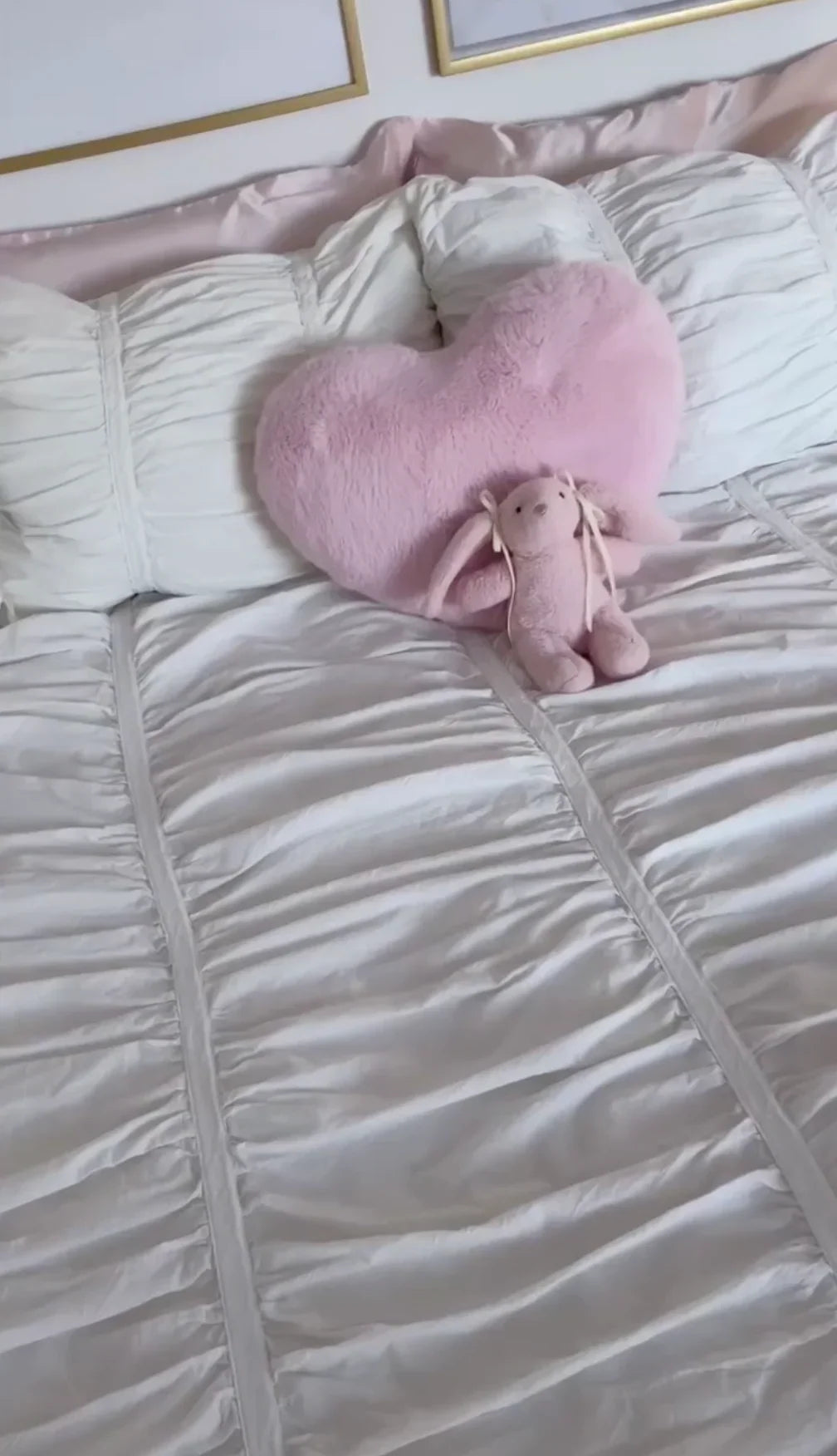 Coquette Ruffle Ribbon Ties Duvet Cover / Pink Ever Lasting