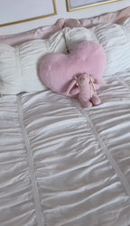Coquette Ruffle Ribbon Ties Duvet Cover / Pink Ever Lasting