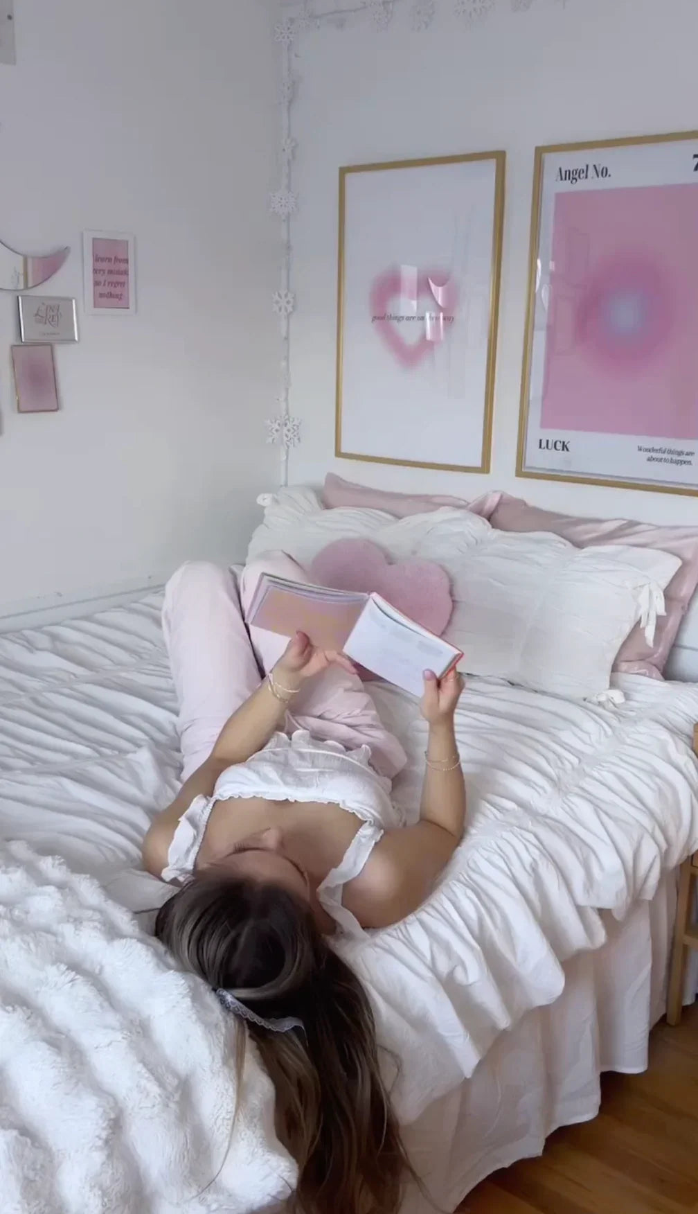 Coquette Ruffle Ribbon Ties Duvet Cover / Pink Ever Lasting