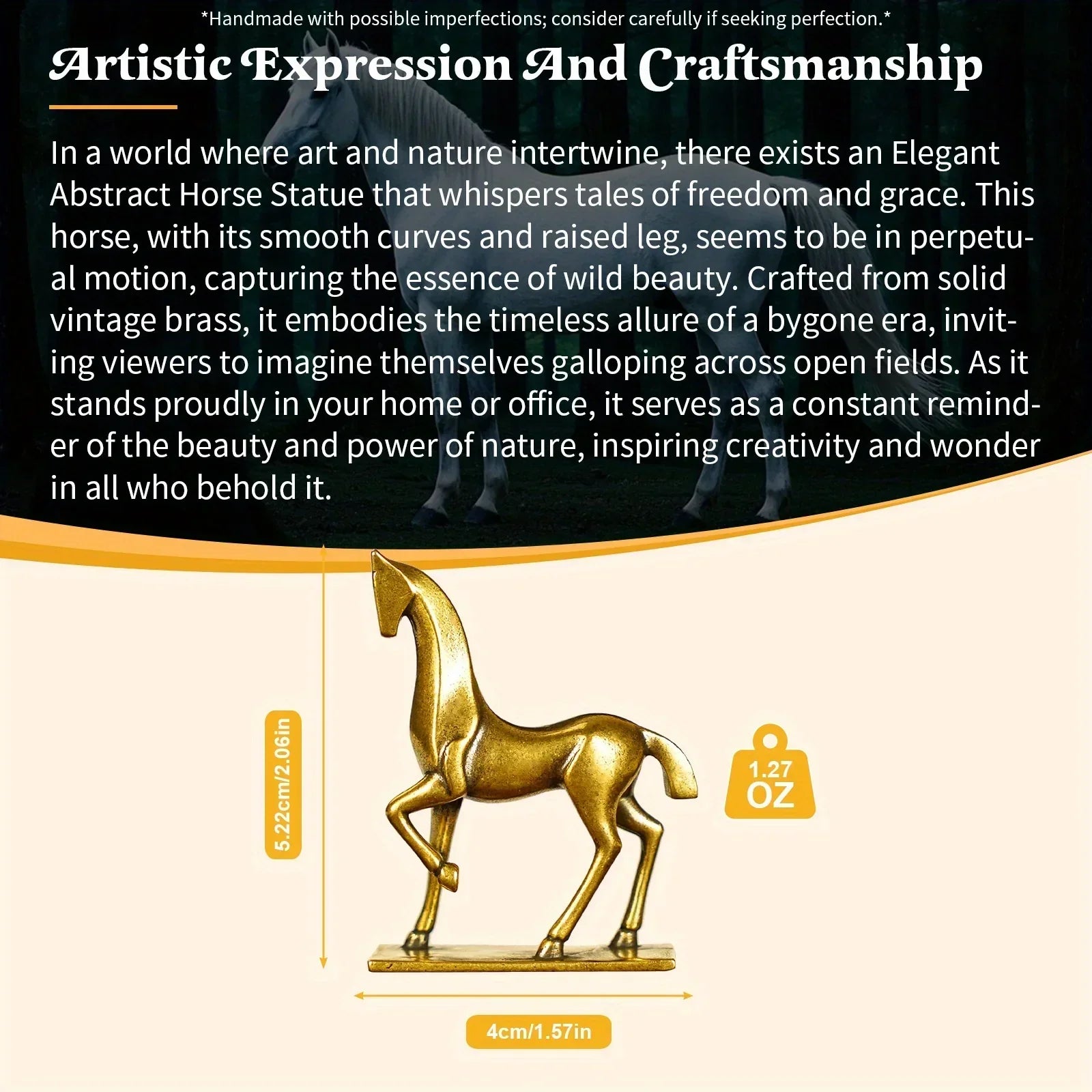 Sculpture - Abstract Brass Horse | Brass Horse Sculpture | scale view | Abstract home decor | House of Avana