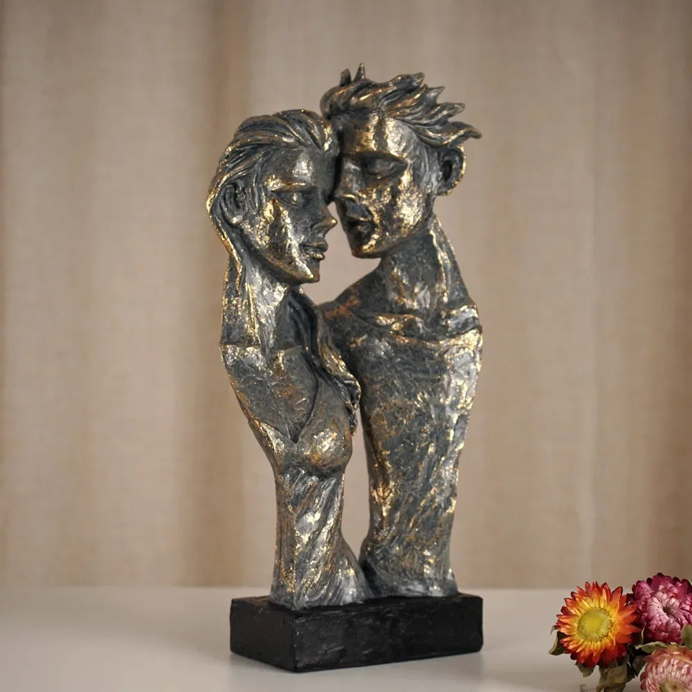 Vilead Resin Abstract Couple Sculptures Lovers Statue Home Living Room Tabletop Decoration Accessories Retro Art Decor Figure - House Of Avana