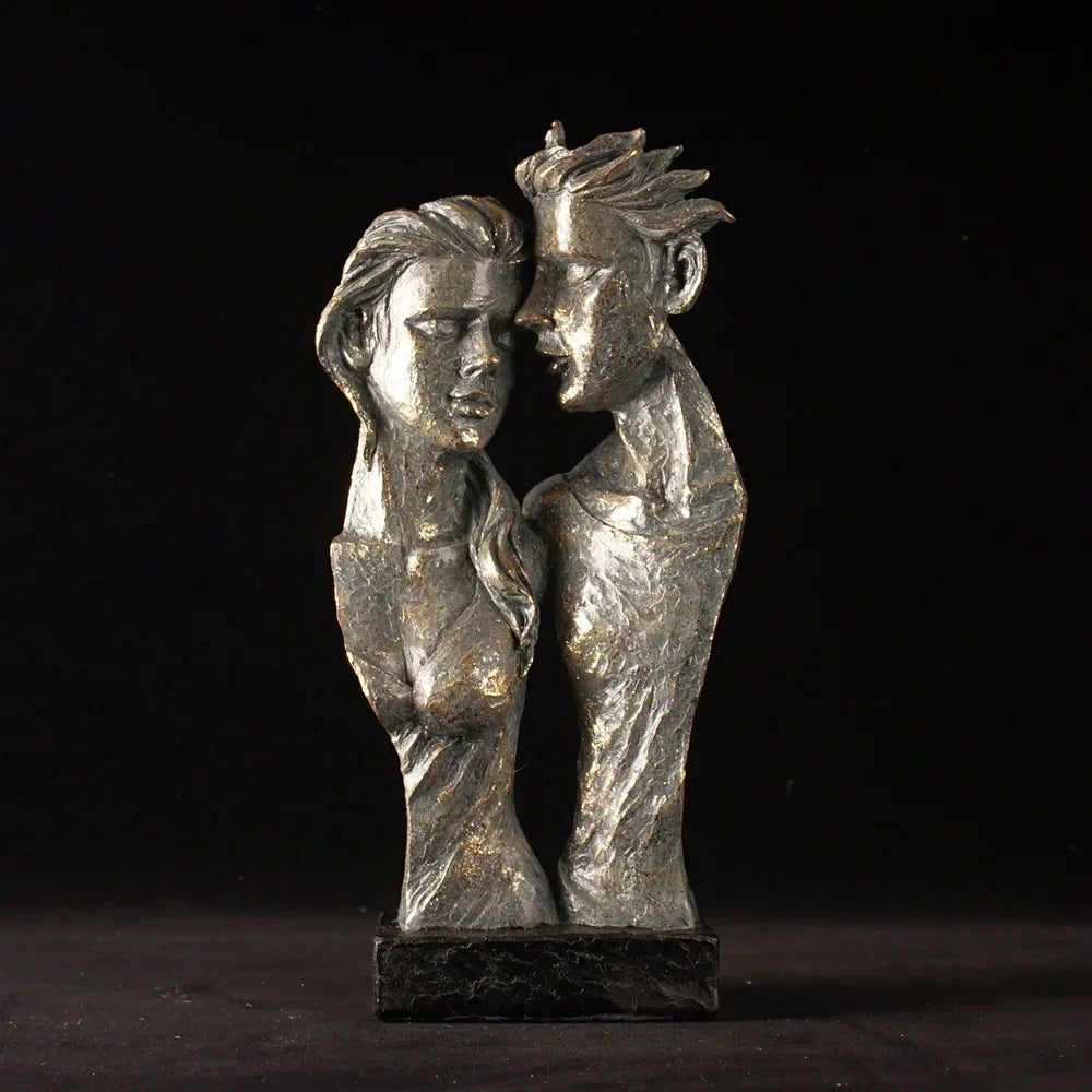 Vilead Resin Abstract Couple Sculptures Lovers Statue Home Living Room Tabletop Decoration Accessories Retro Art Decor Figure - House Of Avana
