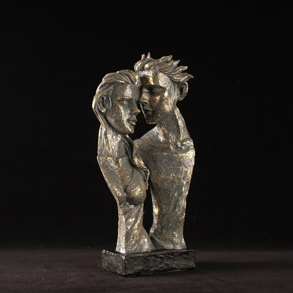 Vilead Resin Abstract Couple Sculptures Lovers Statue Home Living Room Tabletop Decoration Accessories Retro Art Decor Figure - House Of Avana