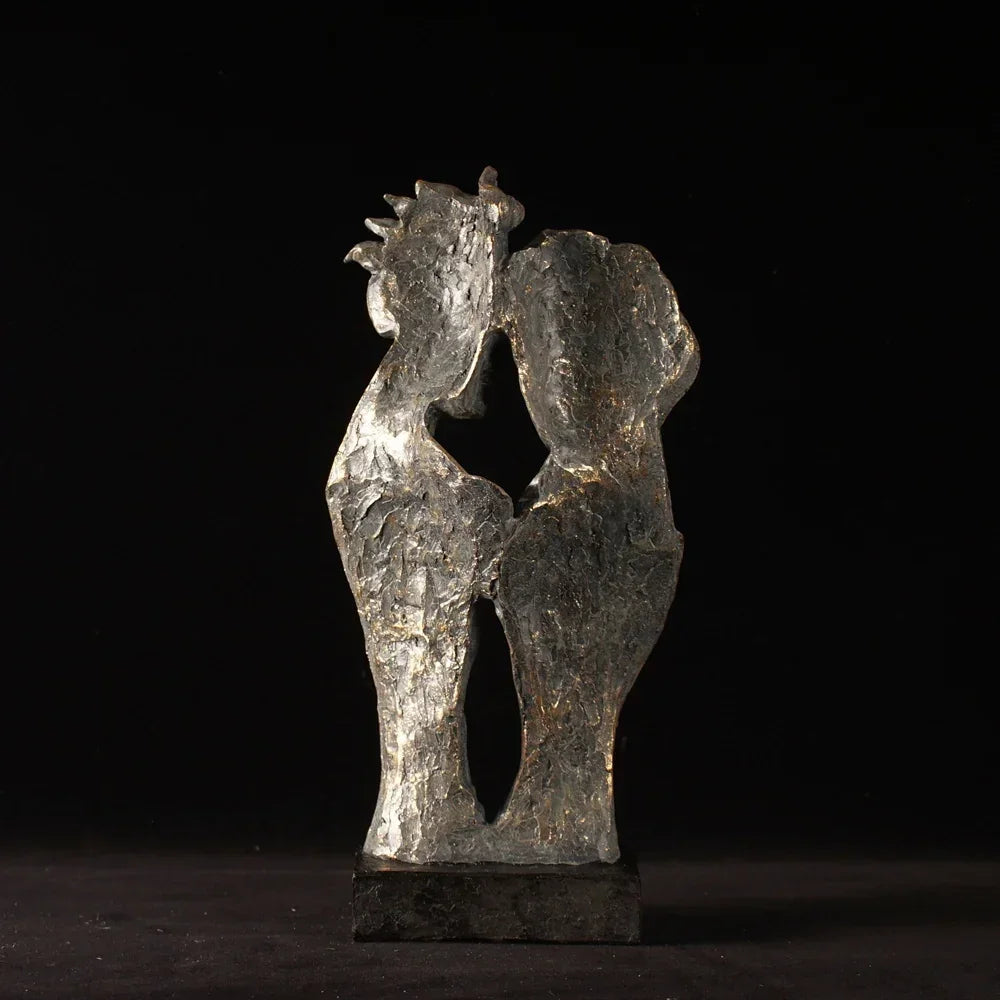 Vilead Resin Abstract Couple Sculptures Lovers Statue Home Living Room Tabletop Decoration Accessories Retro Art Decor Figure - House Of Avana