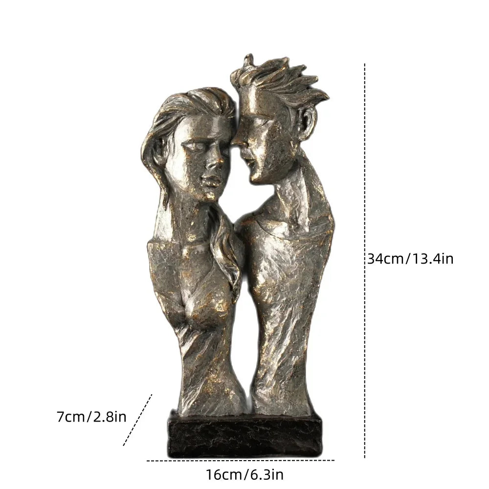 Vilead Resin Abstract Couple Sculptures Lovers Statue Home Living Room Tabletop Decoration Accessories Retro Art Decor Figure - House Of Avana