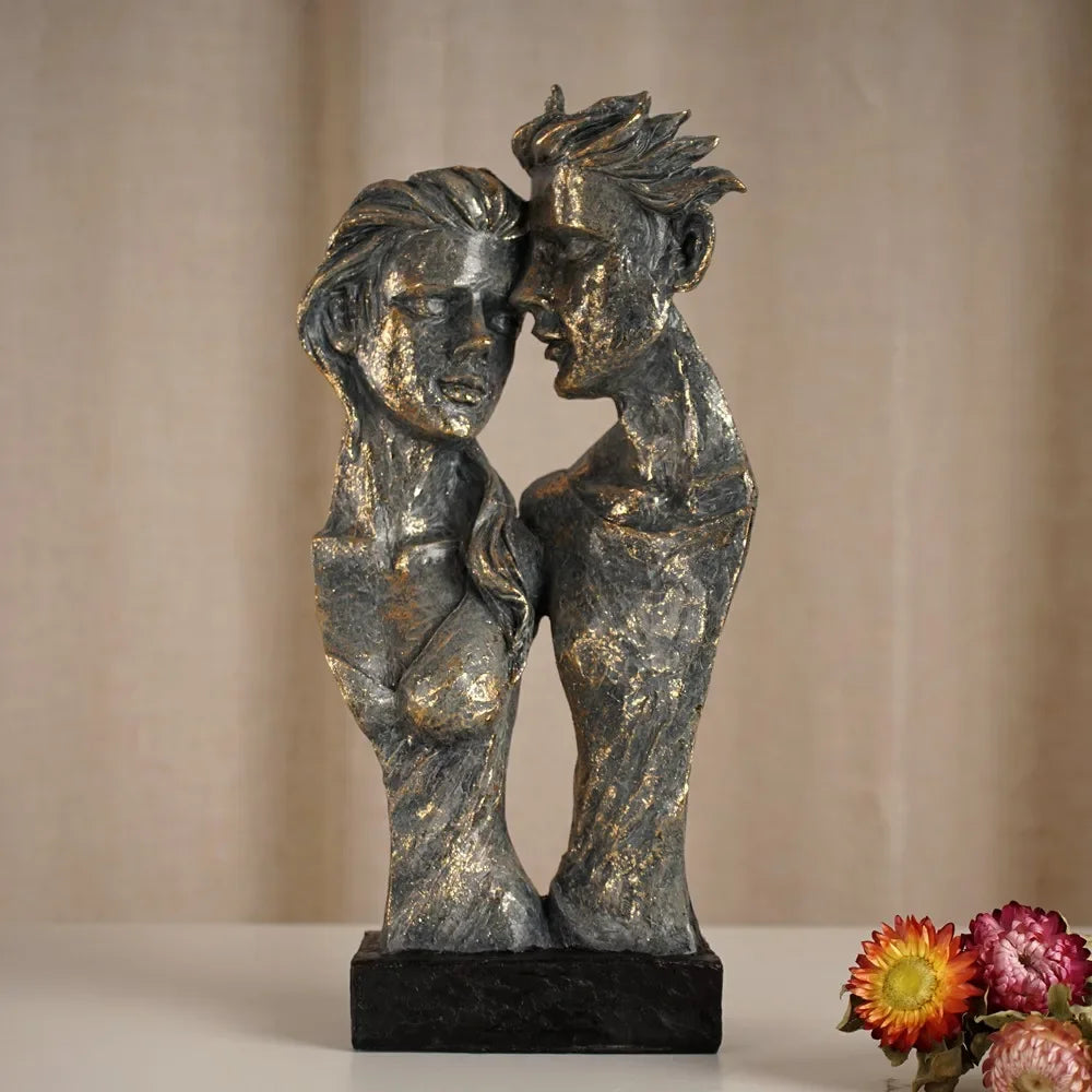 Vilead Resin Abstract Couple Sculptures Lovers Statue Home Living Room Tabletop Decoration Accessories Retro Art Decor Figure - House Of Avana