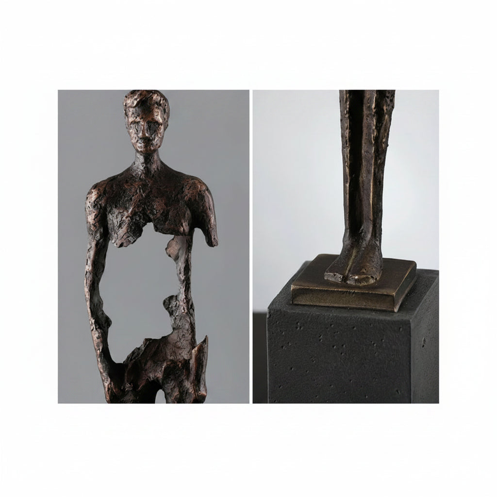 Retro TV Cabinet - Brown Wooden Storage | Mixed (Metal and) Figure Sculpture | lifestyle | Abstract home decor | House of Avana