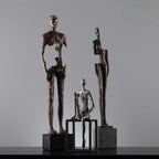 Retro TV Cabinet - Brown Wooden Storage | Mixed (Metal and) Figure Sculpture | front view | Abstract home decor | House of Avana