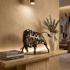 Woven Metal Bull Sculpture Modern Iron Art