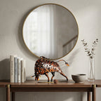 Woven Metal Bull Sculpture Modern Iron Art