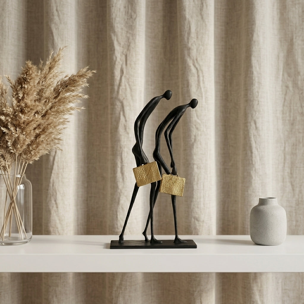 Abstract Teamwork Human Sculpture – Modern Metal Home Decor | Metal Figure Sculpture | back view | Abstract home decor | House of Avana