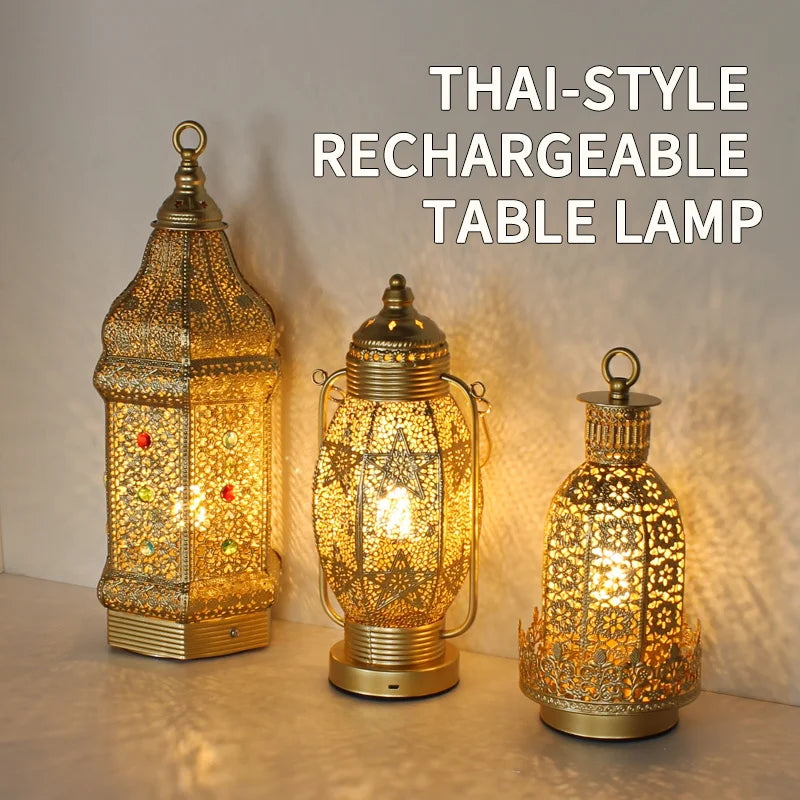 Table Lamp - Portable Iron Art Metal Long