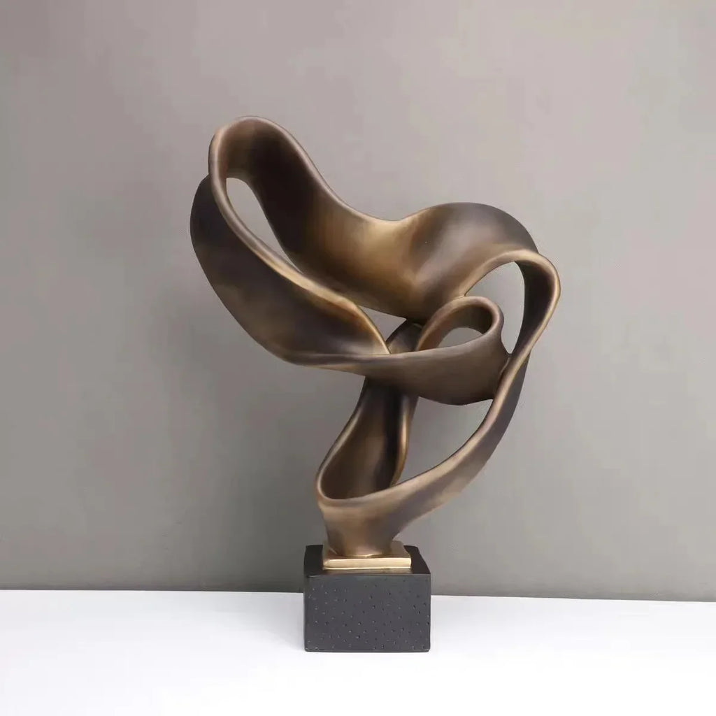 Modern Abstract Ribbon Sculpture – Luxury Resin Home Decor Ornament