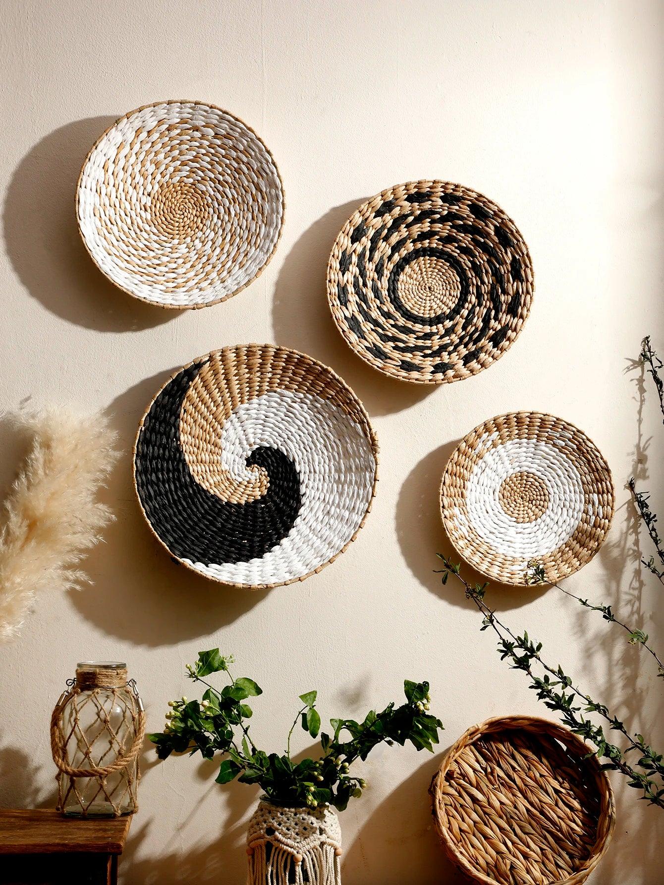 Seagrass Wall Hanging Decor Wall Basket Boho Home Decoration Handmade Natural Wall Art for Kitchen Bedroom Living Room Ornament - House Of Avana