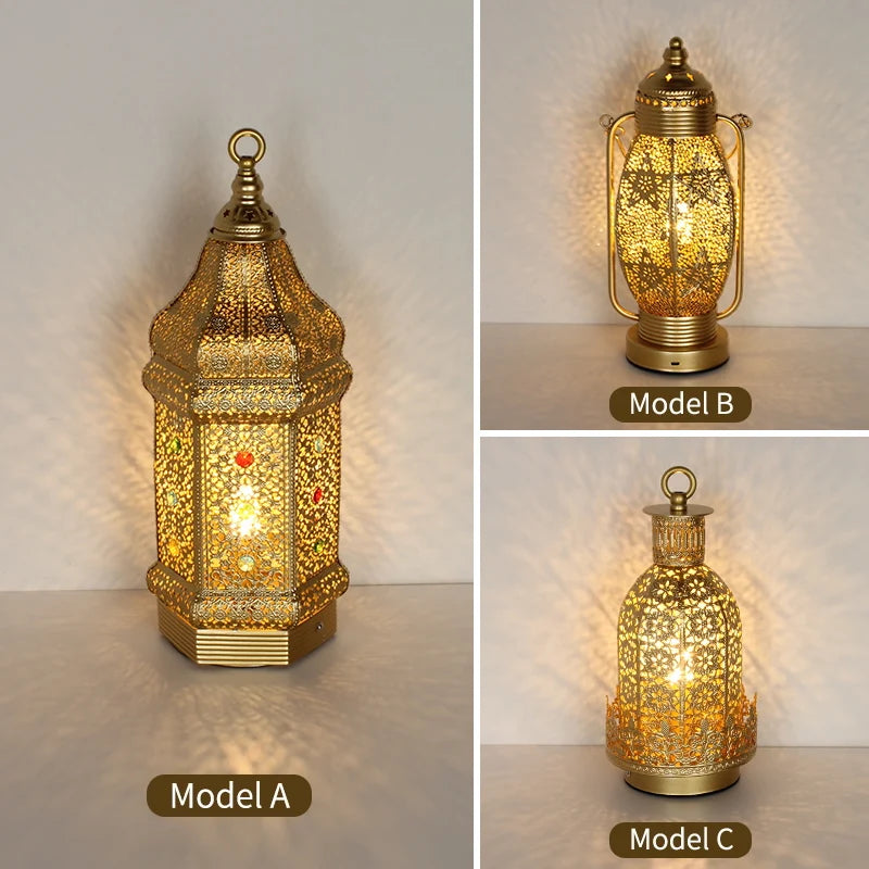 Table Lamp - Portable Iron Art Metal Long