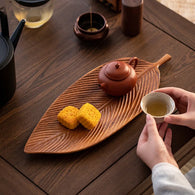 Wooden Leaf Shape Refreshment Tray Fruit Tray Dessert Snack Plate Japanese Style Bread Wooden Plate Decorative Tableware