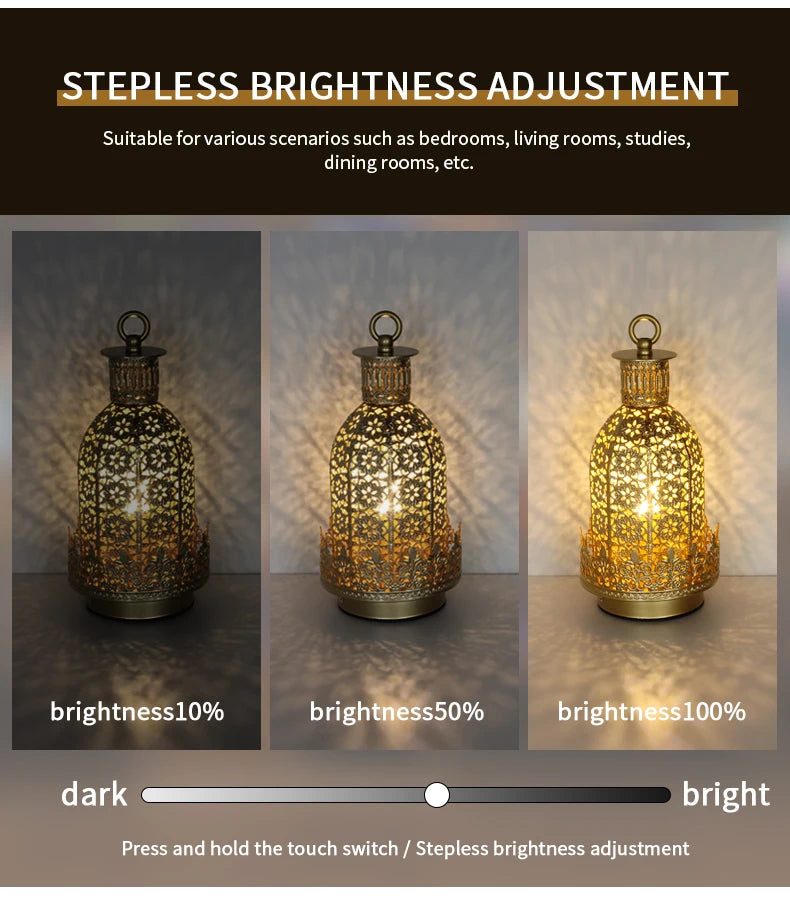 Table Lamp - Portable Iron Art Metal Long