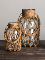 Hand Woven Hemp Rope Glass Vase | House of Avana