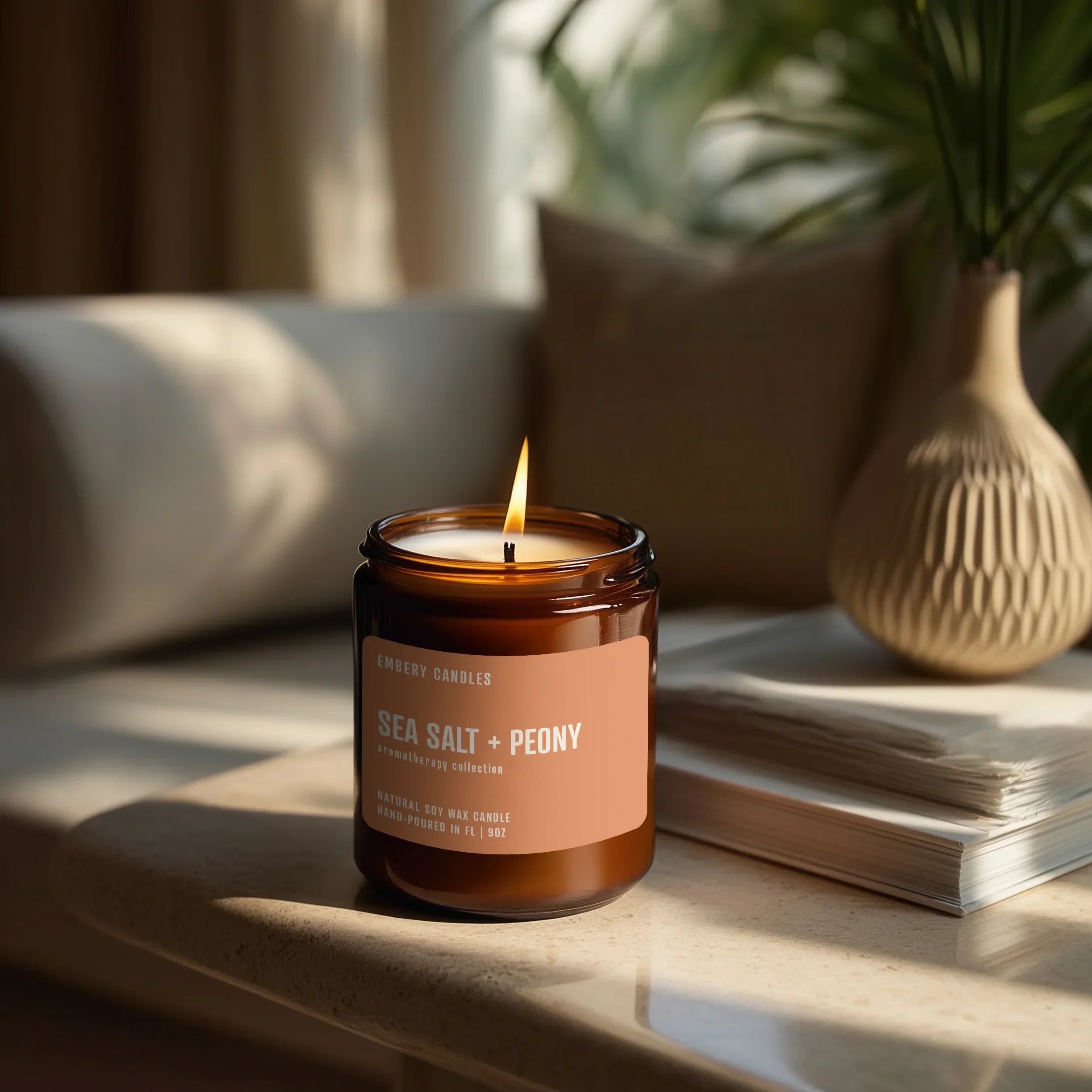 Sea Salt + Peony | Soy Wax Scented Candle