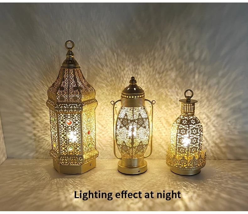 Table Lamp - Portable Iron Art Metal Long